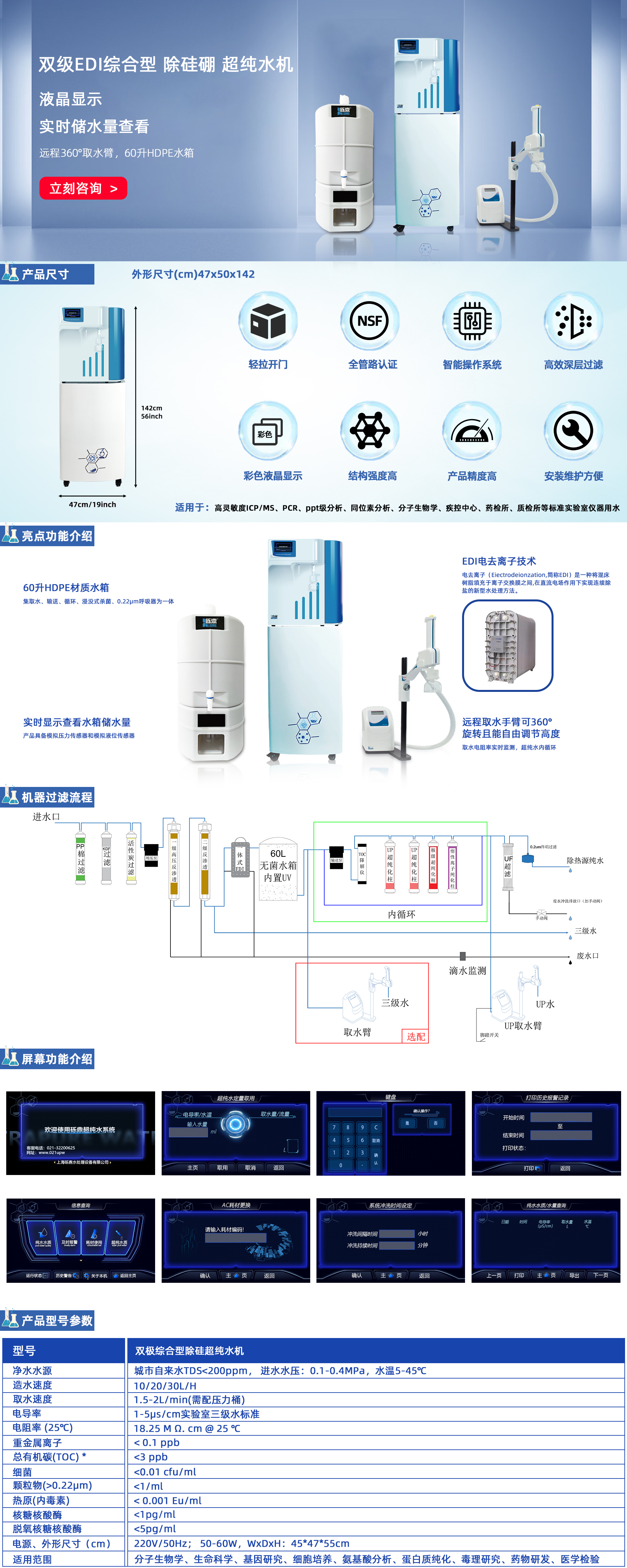 雙級(jí)EDI綜合型 除硅硼 超純水機(jī) 